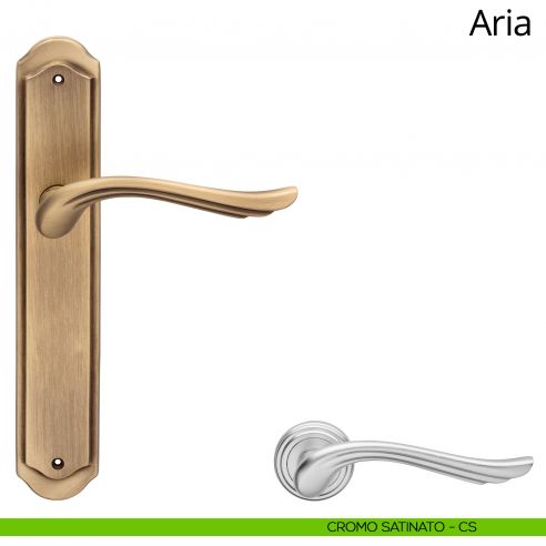 Maniglia con placca per porta Aria Linea Calì - cromo satinato - placca cieca