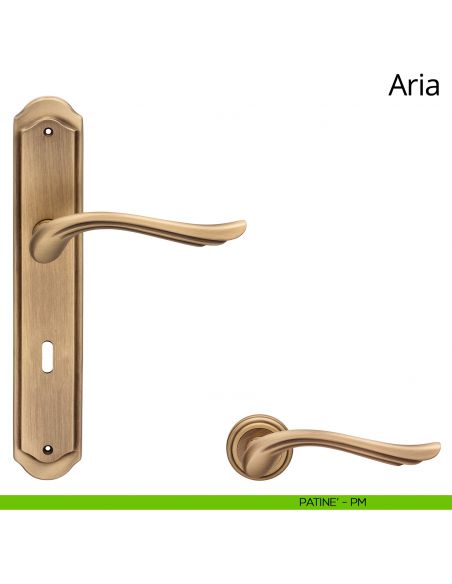 Maniglia con placca per porta Aria Linea Calì - patinè - foro patent