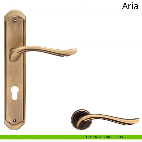 Maniglia con placca per porta Aria Linea Calì - bronzo opaco - foro yale