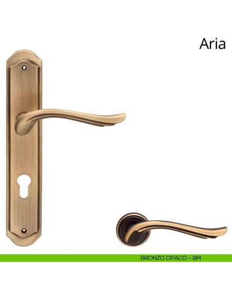 Maniglia con placca per porta Aria Linea Calì - bronzo opaco - foro yale