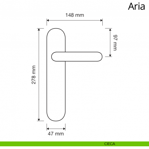 Maniglia con placca per porta Aria Linea Calì  disegno placca cieca