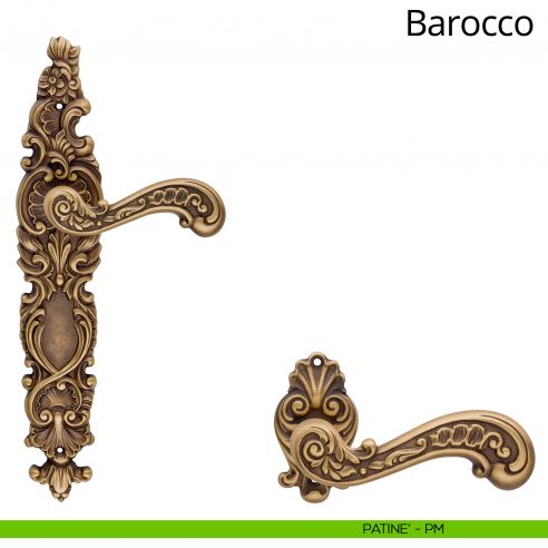 Maniglia con placca per porta Barocco Linea Calì - patinè - placca cieca