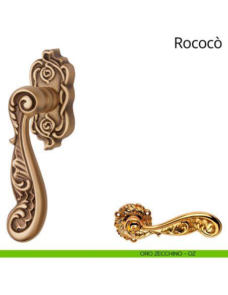 Maniglia per finestra martellina DK Rococò Linea Calì oro zecchino