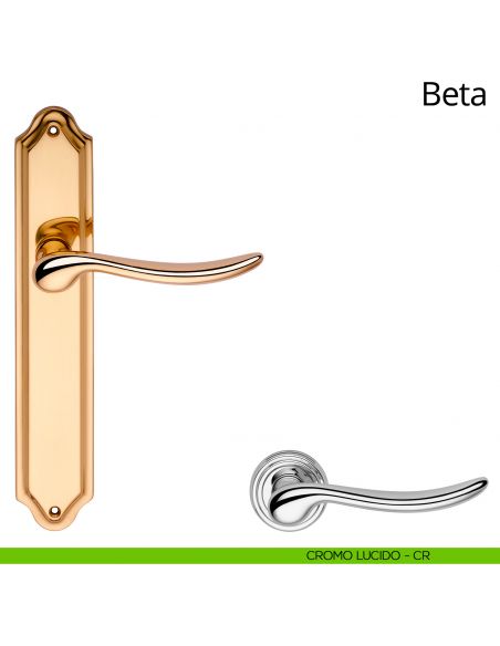Maniglia con placca per porta Beta Linea Calì - cromo lucido - placca cieca