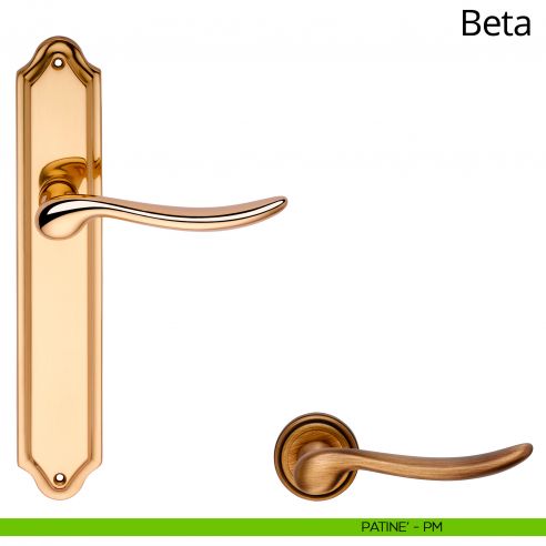 Maniglia con placca per porta Beta Linea Calì - patinè - placca cieca