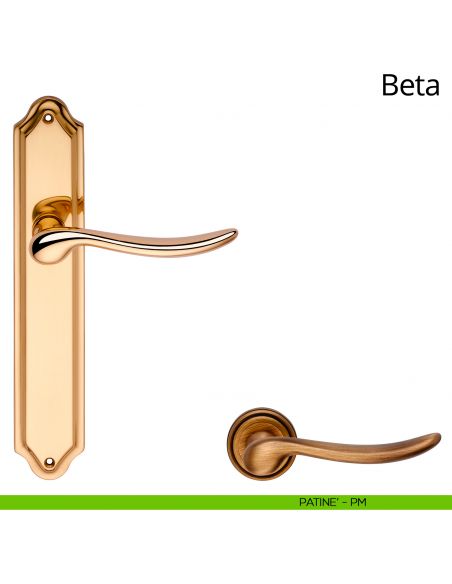 Maniglia con placca per porta Beta Linea Calì - patinè - placca cieca