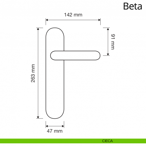Maniglia con placca per porta Beta Linea Calì disegno placca cieca