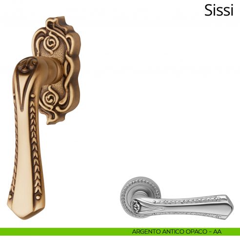Maniglia per finestra martellina DK Sissi Linea Calì argento antico opaco