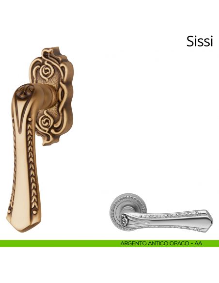 Maniglia per finestra martellina DK Sissi Linea Calì argento antico opaco