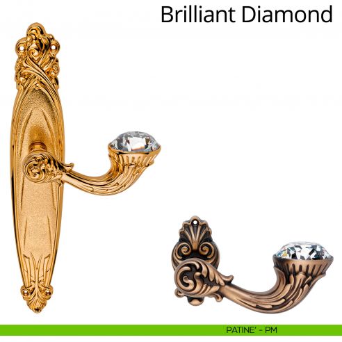 Maniglia Swarovski con placca 1165 per porta Brilliant Diamond Linea Calì - patinè - placca cieca
