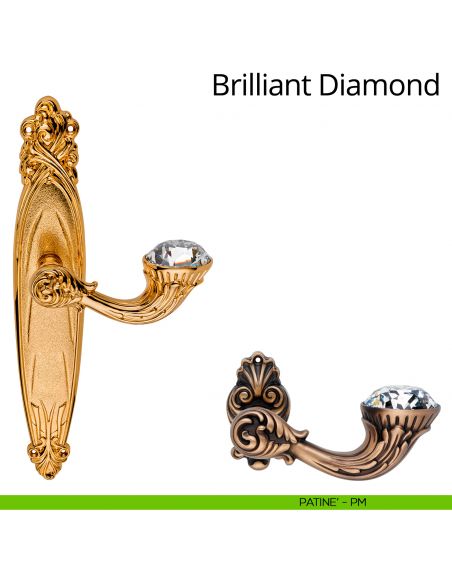 Maniglia Swarovski con placca 1165 per porta Brilliant Diamond Linea Calì - patinè - placca cieca