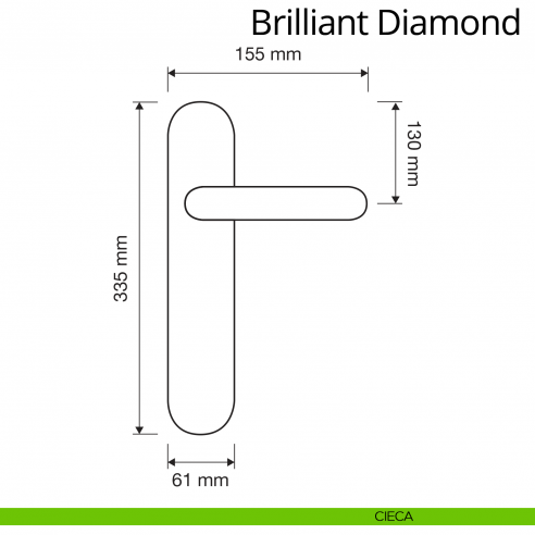 Maniglia Swarovski con placca 1165 per porta Brilliant Diamond Linea Calì disegno placca cieca
