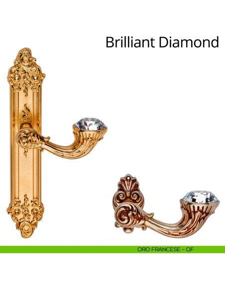 Maniglia Swarovski con placca 1308 per porta Brilliant Diamond Linea Calì - oro francese - placca cieca