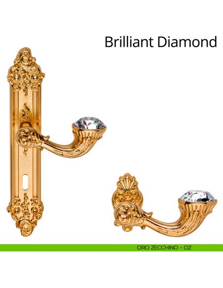 Maniglia Swarovski con placca 1308 per porta Brilliant Diamond Linea Calì - oro zecchino - foro patent