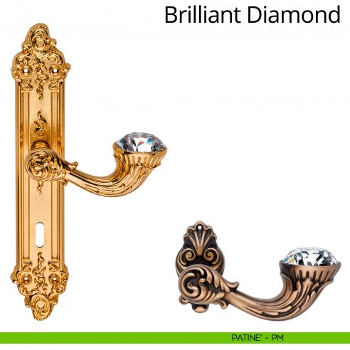 Maniglia Swarovski con placca 1308 per porta Brilliant Diamond Linea Calì - patinè - foro patent
