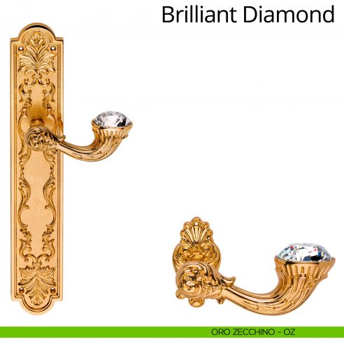 Maniglia Swarovski con placca 1405 per porta Brilliant Diamond Linea Calì - oro zecchino - placca cieca