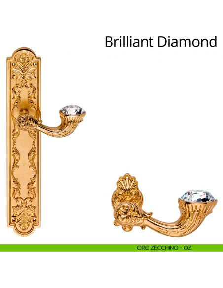 Maniglia Swarovski con placca 1405 per porta Brilliant Diamond Linea Calì - oro zecchino - placca cieca