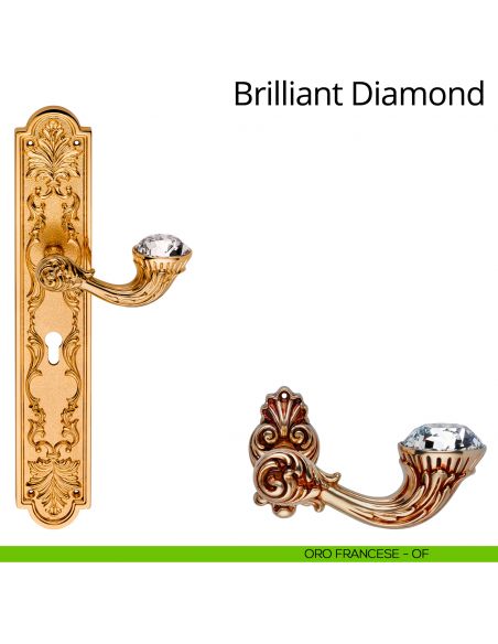 Maniglia Swarovski con placca 1405 per porta Brilliant Diamond Linea Calì - oro francese - foro yale
