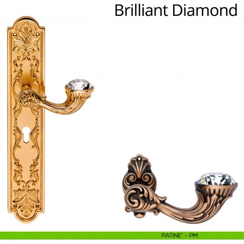 Maniglia Swarovski con placca 1405 per porta Brilliant Diamond Linea Calì - patinè - foro yale