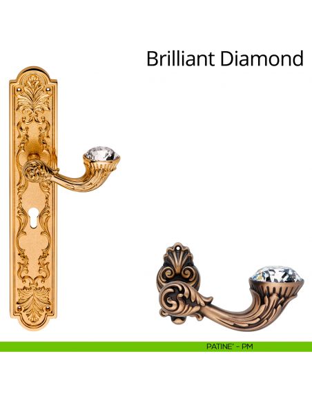 Maniglia Swarovski con placca 1405 per porta Brilliant Diamond Linea Calì - patinè - foro yale