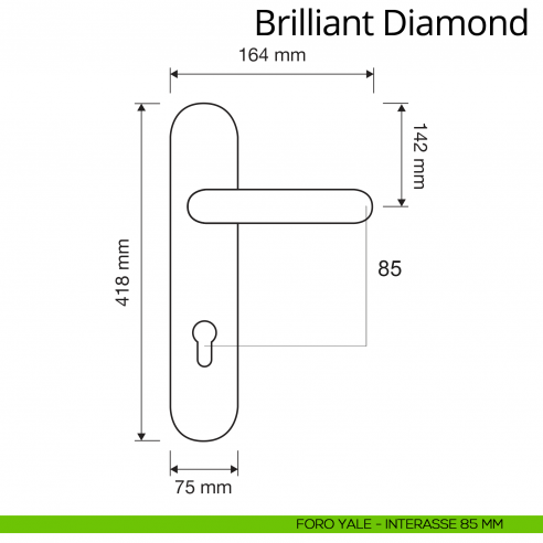 Maniglia Swarovski con placca 1405 per porta Brilliant Diamond Linea Calì