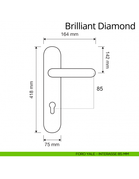Maniglia Swarovski con placca 1405 per porta Brilliant Diamond Linea Calì