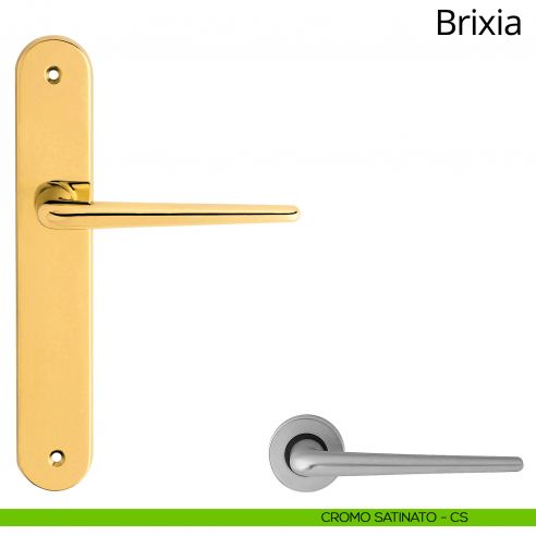 Maniglia con placca per porta Brixia Linea Calì - cromo satinato - placca cieca