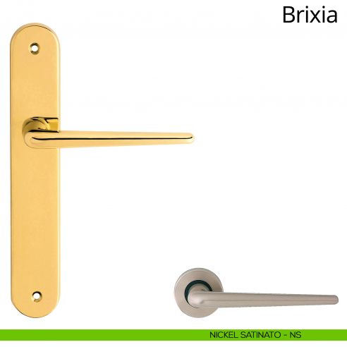 Maniglia con placca per porta Brixia Linea Calì - nickel satinato - placca cieca