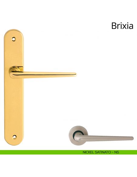 Maniglia con placca per porta Brixia Linea Calì - nickel satinato - placca cieca