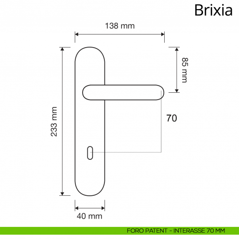 Maniglia con placca per porta Brixia Linea Calì placca foro patent interasse 70 mm