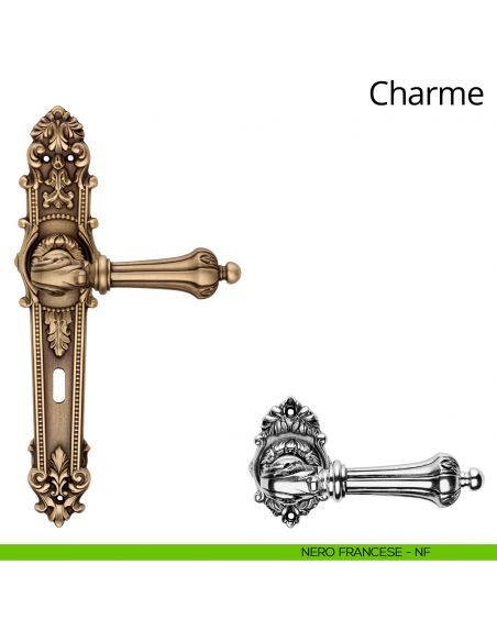 Maniglia con placca per porta Charme Linea Calì - nero francese - foro patent