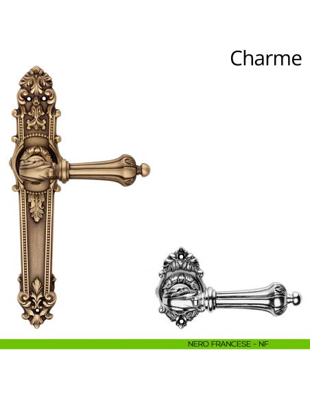 Maniglia con placca per porta Charme Linea Calì - nero francese - placca cieca