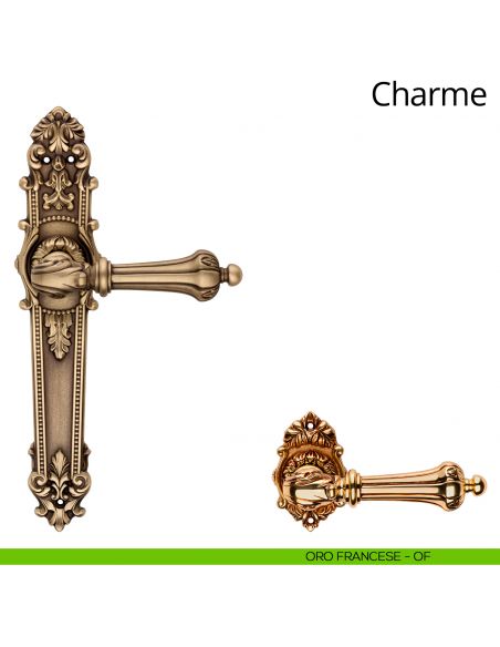 Maniglia con placca per porta Charme Linea Calì - oro francese - placca cieca