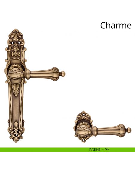 Maniglia con placca per porta Charme Linea Calì - patinè - placca cieca