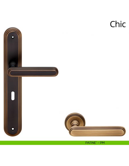 Maniglia con placca per porta Chic Linea Calì - patinè - foro patent