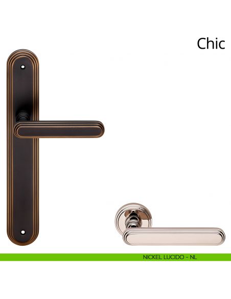 Maniglia con placca per porta Chic Linea Calì - nichel lucido - placca cieca