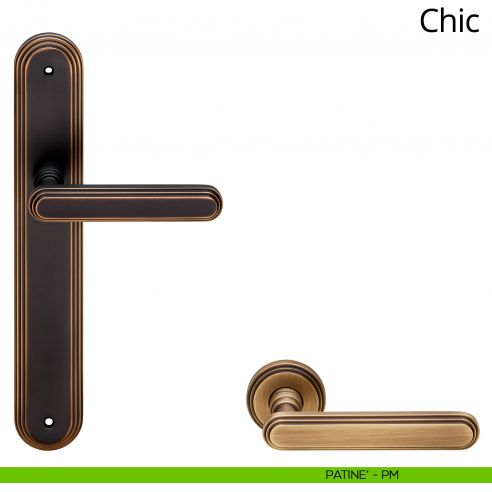 Maniglia con placca per porta Chic Linea Calì - patinè - placca cieca