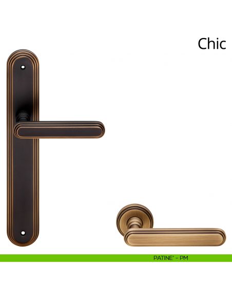 Maniglia con placca per porta Chic Linea Calì - patinè - placca cieca