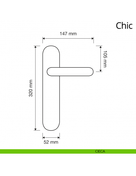 Maniglia con placca per porta Chic Linea Calì placca cieca