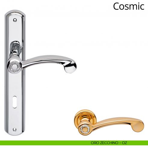 Maniglia Swarovski con placca per porta Cosmic Linea Calì - oro zecchino - foro patent
