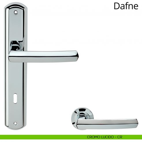 Maniglia con placca per porta Dafne Linea Calì - cromo lucido - foro patent