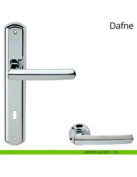 Maniglia con placca per porta Dafne Linea Calì - cromo lucido - foro patent