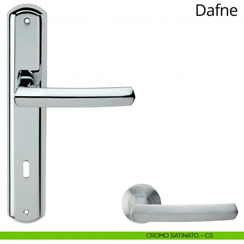 Maniglia con placca per porta Dafne Linea Calì - cromo satinato - foro patent