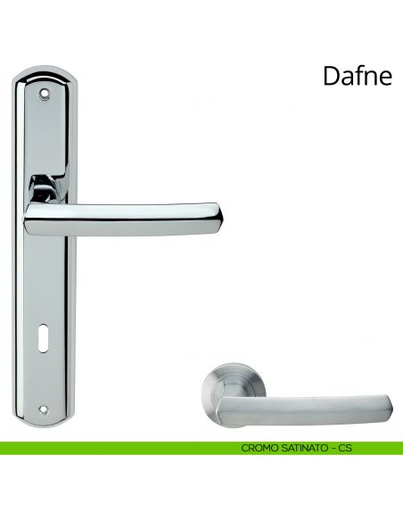Maniglia con placca per porta Dafne Linea Calì - cromo satinato - foro patent