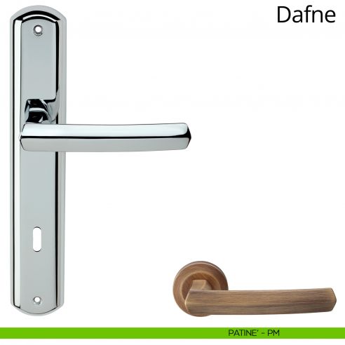 Maniglia con placca per porta Dafne Linea Calì - patinè - foro patent