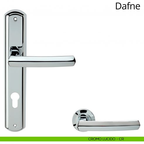Maniglia con placca per porta Dafne Linea Calì - cromo lucido - foro yale