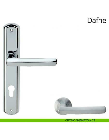 Maniglia con placca per porta Dafne Linea Calì - cromo satinato - foro yale