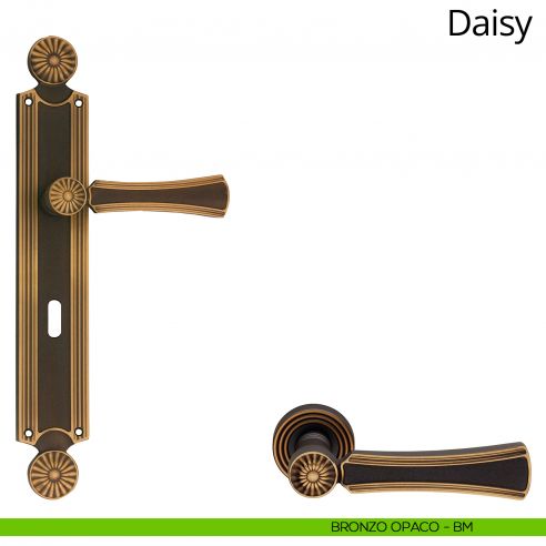 Maniglia con placca per porta Daisy Linea Calì - bronzo opaco - foro patent