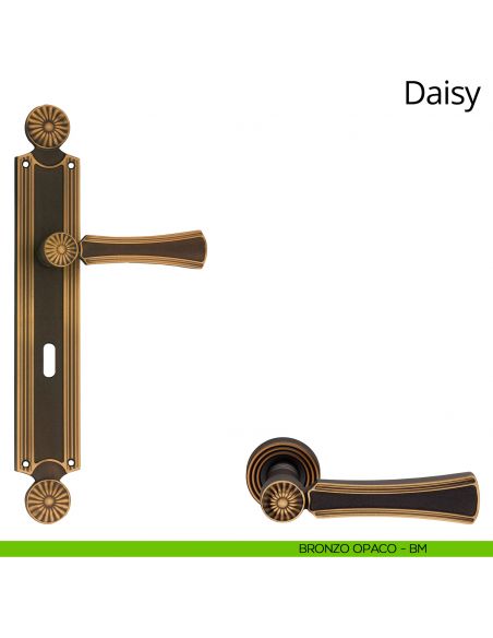 Maniglia con placca per porta Daisy Linea Calì - bronzo opaco - foro patent
