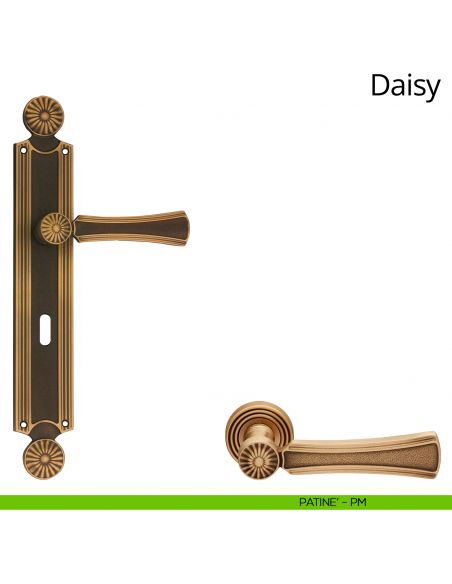 Maniglia con placca per porta Daisy Linea Calì - patinè - foro patent